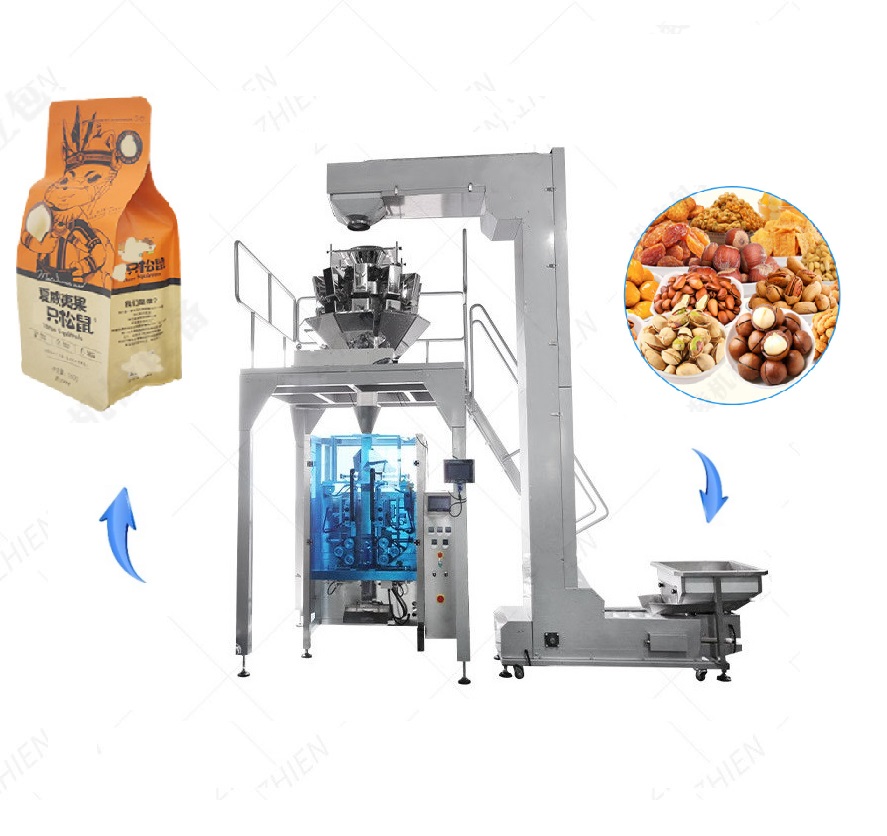 Multifunctioneel verticaal voedselweeg- en verpakkingssysteem met automatische VFFS-machine voor gezwollen voedselkoekjes